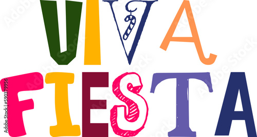 Viva Fiesta Calligraphy Illustration for Book Cover, Sticker , Decal, Newsletter
