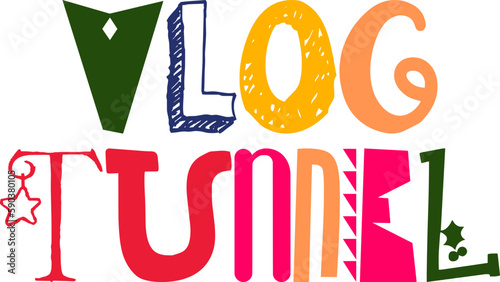 Vlog Tunnel Hand Lettering Illustration for Social Media Post, Bookmark , Sticker , Newsletter