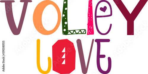 Volley Love Calligraphy Illustration for Banner, Packaging, Infographic, Label
