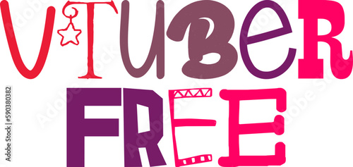 Vtuber Free Hand Lettering Illustration for Icon, Bookmark , Book Cover, Label