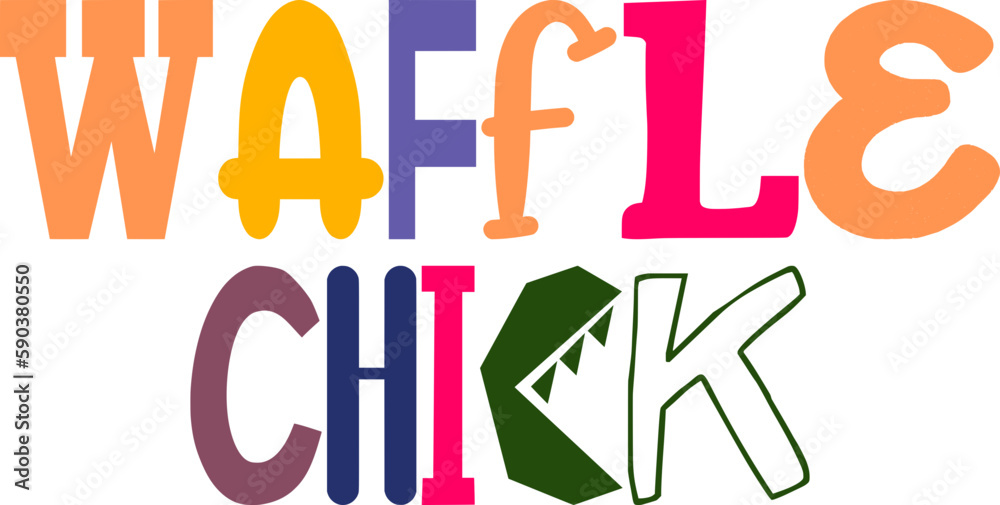 Waffle Chick Calligraphy Illustration for Poster, Infographic, Motion Graphics, Mug Design