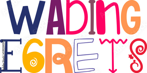 Wading Egrets Hand Lettering Illustration for Decal, Icon, Brochure, Bookmark 