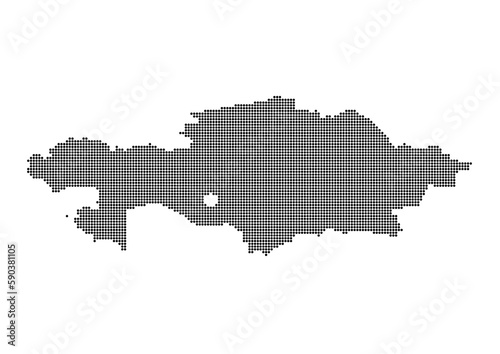 An abstract representation of Kazakhstan,Kazakhstan map made using a mosaic of black dots. Illlustration suitable for digital editing and large size prints. 