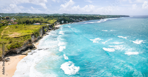 фотографія Aerial view of Dreamland Beach in Pecatu on the Bukit Peninsula on the island of