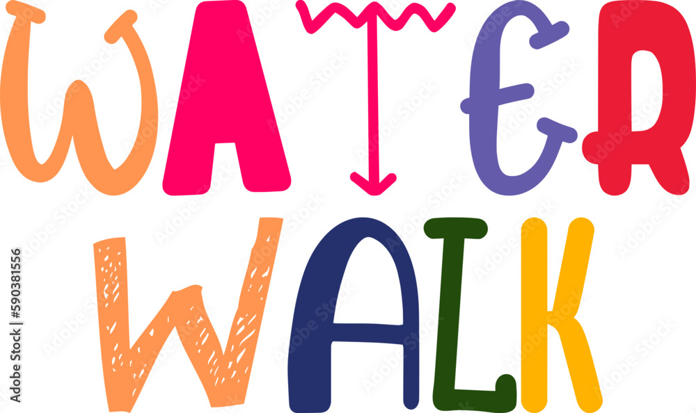 Water Walk Hand Lettering Illustration for Icon, Packaging, Poster, Motion Graphics Water Walk Hand Lettering Illustration for Icon, Packaging, Poster, Motion Graphics