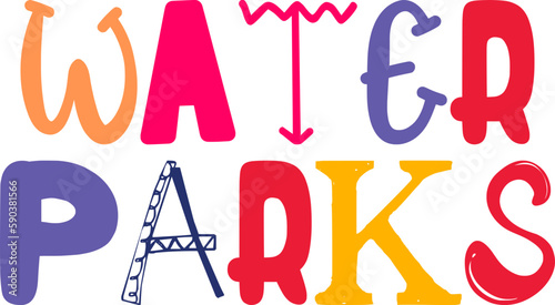 Water Parks Calligraphy Illustration for Magazine, Book Cover, Presentation , Icon