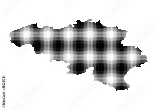 An abstract representation of Belgium Belgium map made using a mosaic of black dots. Illlustration suitable for digital editing and large size prints. 