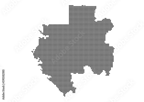 An abstract representation of Gabon,Gabon map made using a mosaic of black dots. Illlustration suitable for digital editing and large size prints. 