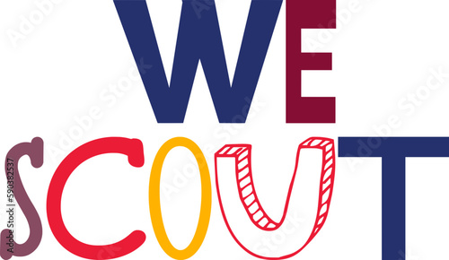 We Scout Hand Lettering Illustration for Sticker , Banner, Gift Card, Bookmark 
