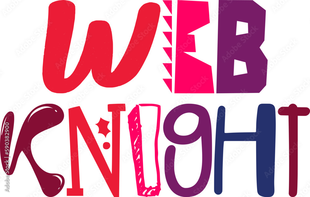 Web Knight Typography Illustration for Decal, Poster, Label, Sticker 