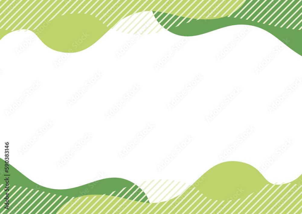 Obraz premium ウェーブ フレーム 抽象的 ストライプ 黄緑 緑