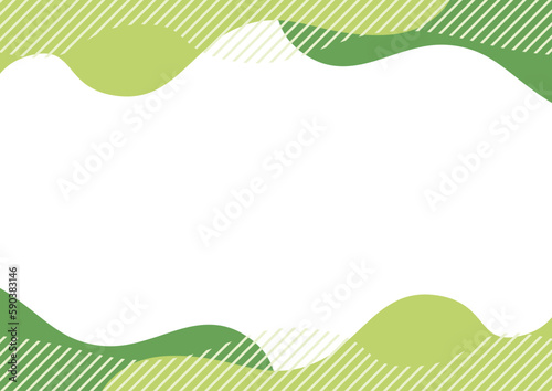 ウェーブ 　フレーム 　抽象的　ストライプ　黄緑　緑