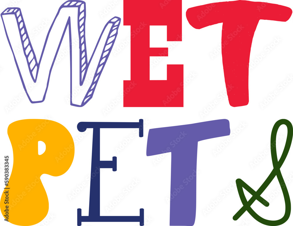 Wet Pets Hand Lettering Illustration for Magazine, Gift Card, Flyer, Sticker Wet Pets Hand Lettering Illustration for Magazine, Gift Card, Flyer, Sticker