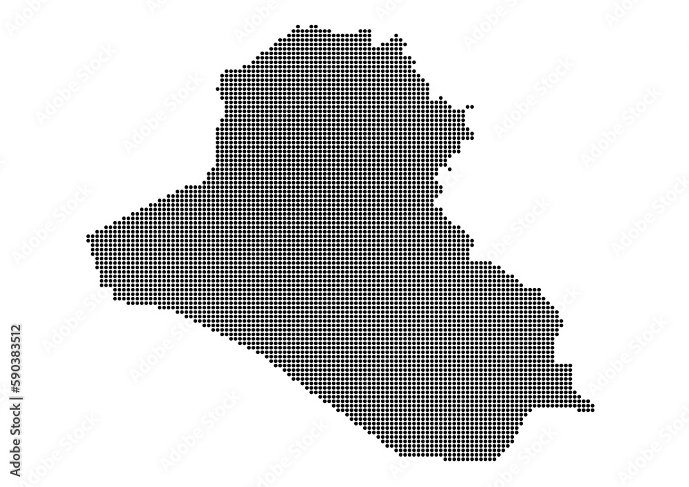 An abstract representation of Iraq,Iraq map made using a mosaic of black dots. Illlustration suitable for digital editing and large size prints. An abstract representation of Iraq,Iraq map made using a mosaic of black dots. Illlustration suitable for digital editing and large size prints.