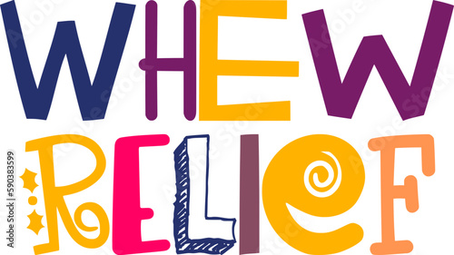 Whew Relief Typography Illustration for Stationery, Icon, Label, Packaging