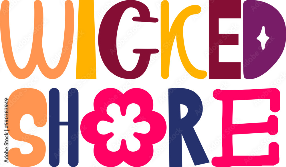 Wicked Shore Typography Illustration for Icon, Brochure, Packaging, Social Media Post