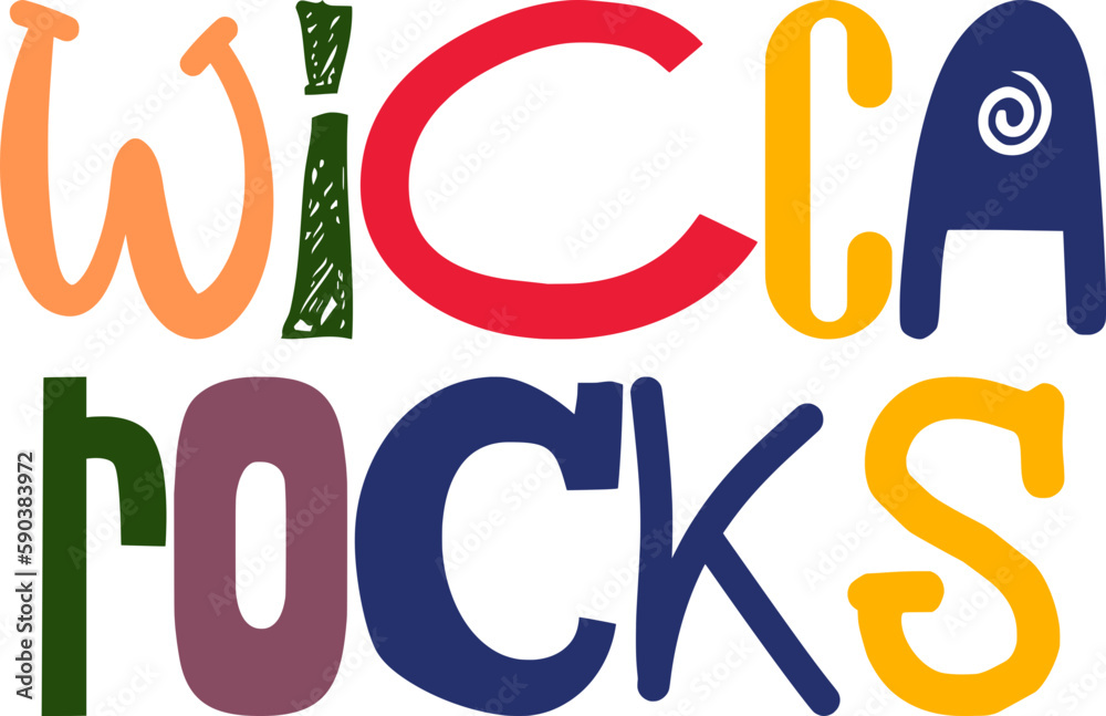 Obraz premium Wicca Rocks Typography Illustration for Bookmark , Infographic, Postcard , Stationery