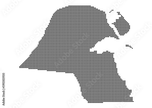 An abstract representation of Kuwait,Kuwait map made using a mosaic of black dots. Illlustration suitable for digital editing and large size prints. 