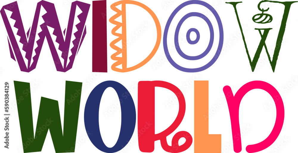Widow World Typography Illustration for Social Media Post, Stationery, Label, Packaging Widow World Typography Illustration for Social Media Post, Stationery, Label, Packaging