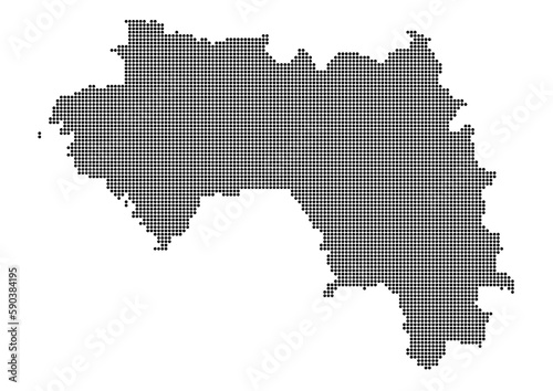 An abstract representation of Guinea,Guinea map made using a mosaic of black dots. Illlustration suitable for digital editing and large size prints. 