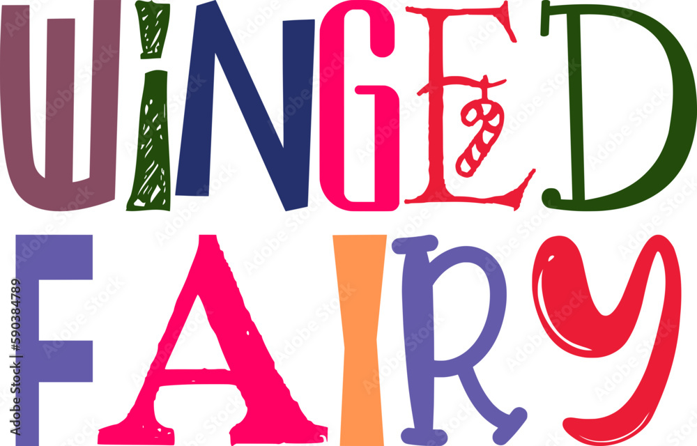 Winged Fairy Hand Lettering Illustration for Motion Graphics, Presentation , Postcard , Packaging