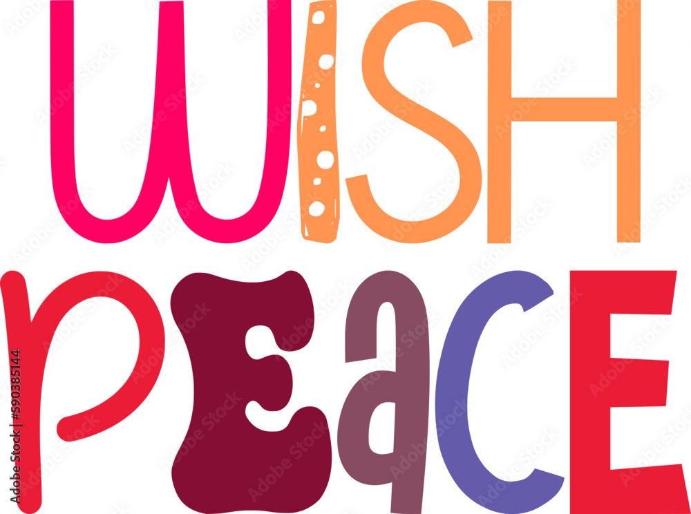 Wish Peace Typography Illustration for Banner, Icon, Bookmark , Packaging Wish Peace Typography Illustration for Banner, Icon, Bookmark , Packaging