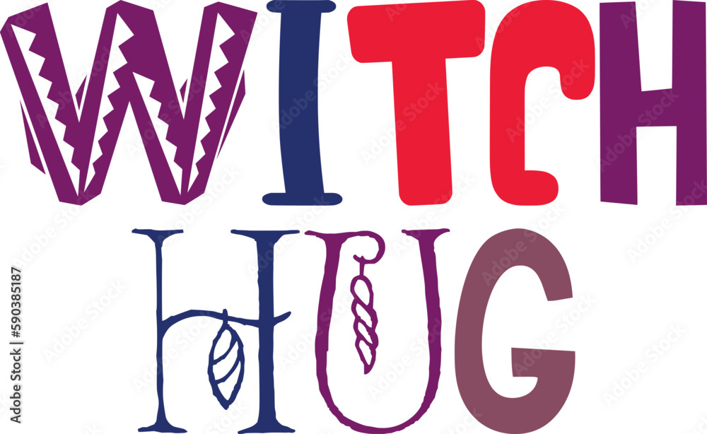 Witch Hug Typography Illustration for Logo, Sticker , T-Shirt Design, Book Cover Witch Hug Typography Illustration for Logo, Sticker , T-Shirt Design, Book Cover
