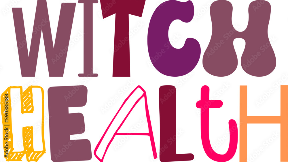 Witch Health Typography Illustration for Poster, Logo, Magazine, Presentation Witch Health Typography Illustration for Poster, Logo, Magazine, Presentation