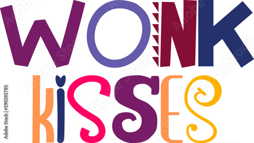 Wonk Kisses Calligraphy Illustration for Poster, Decal, Gift Card, Sticker 