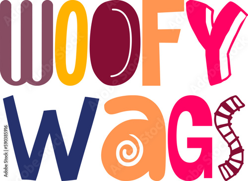 Woofy Wags Typography Illustration for Social Media Post, Banner, Label, T-Shirt Design