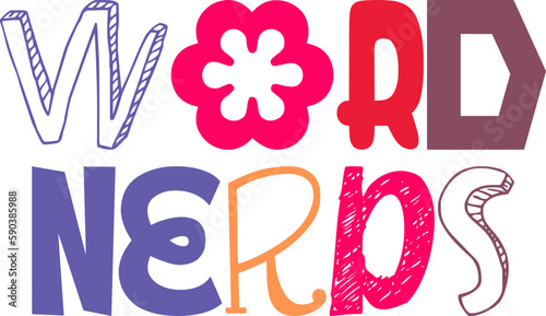 Word Nerds Typography Illustration for Postcard , Poster, Social Media Post, Flyer