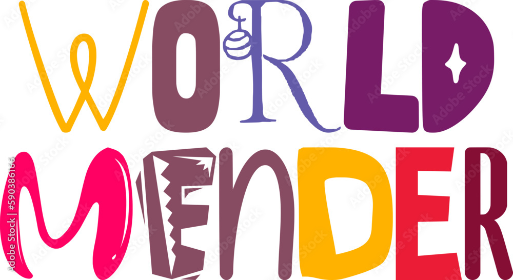 World Mender Typography Illustration for Book Cover, Newsletter, T-Shirt Design, Bookmark World Mender Typography Illustration for Book Cover, Newsletter, T-Shirt Design, Bookmark