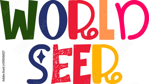 World Seer Typography Illustration for Presentation , Bookmark , Book Cover, Gift Card