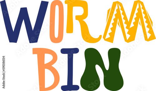 Worm Bin Typography Illustration for Banner, Infographic, Newsletter, Sticker 