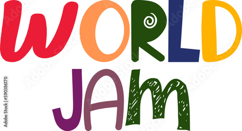 World Jam Hand Lettering Illustration for Label, Bookmark , Social Media Post, Magazine photo