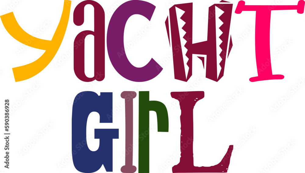 Yacht Girl Typography Illustration for Banner, Presentation , Decal, Postcard 
