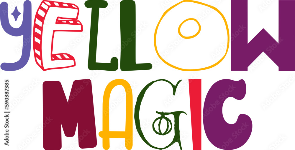 Yellow Magic Typography Illustration for Stationery, Book Cover, Mug Design, Bookmark Yellow Magic Typography Illustration for Stationery, Book Cover, Mug Design, Bookmark