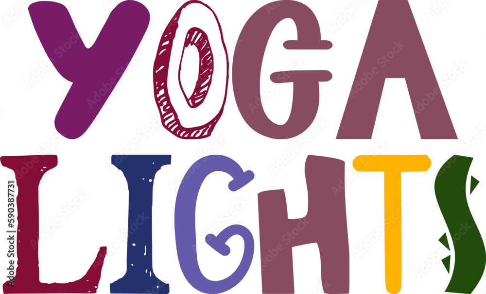 Yoga Lights Calligraphy Illustration for Packaging, Poster, Flyer, Mug Design Yoga Lights Calligraphy Illustration for Packaging, Poster, Flyer, Mug Design