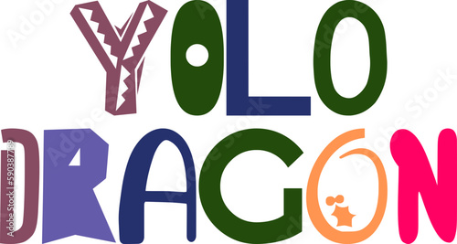 Yolo Dragon Typography Illustration for Brochure, Mug Design, Icon, Magazine