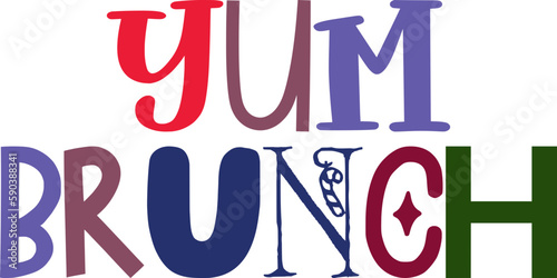 Yum Brunch Calligraphy Illustration for Mug Design, Logo, Motion Graphics, Gift Card