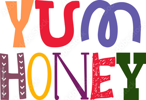 Yum Honey Typography Illustration for Social Media Post, Bookmark , Label, Logo