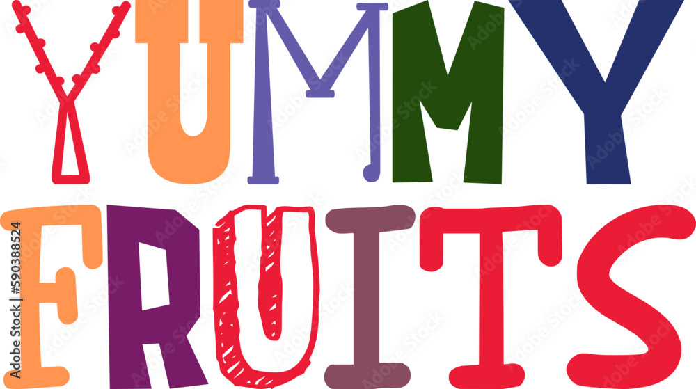 Yummy Fruits Typography Illustration for Bookmark , Presentation , Logo, Sticker Yummy Fruits Typography Illustration for Bookmark , Presentation , Logo, Sticker