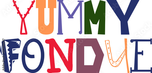 Yummy Fondue Hand Lettering Illustration for Presentation , Book Cover, Banner, Brochure