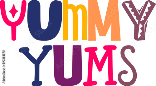 Yummy Yums Calligraphy Illustration for Banner, Magazine, Decal, Logo
