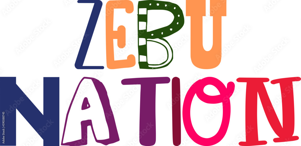 Zebu Nation Calligraphy Illustration for Bookmark , Poster, Mug Design, Magazine