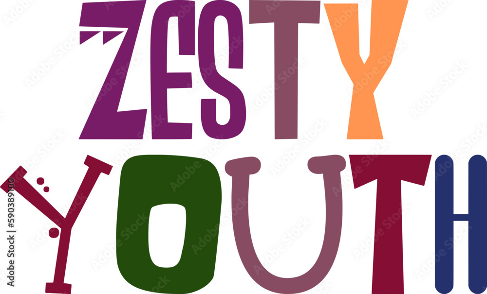 Zesty Youth Hand Lettering Illustration for Poster, Book Cover, Gift Card, Social Media Post Zesty Youth Hand Lettering Illustration for Poster, Book Cover, Gift Card, Social Media Post