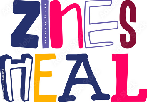 Zines Heal Hand Lettering Illustration for Bookmark , Presentation , Flyer, Book Cover