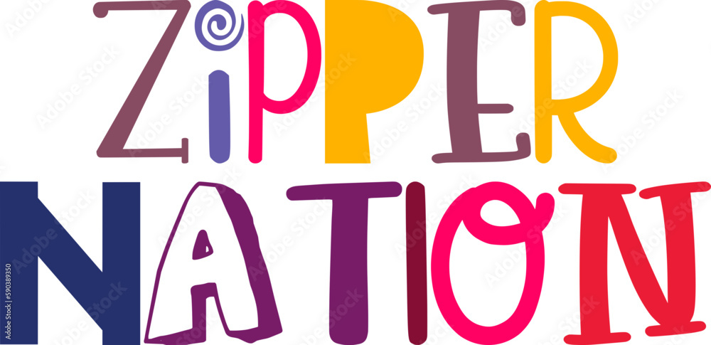 Zipper Nation Hand Lettering Illustration for Logo, Infographic, Social Media Post, Presentation 