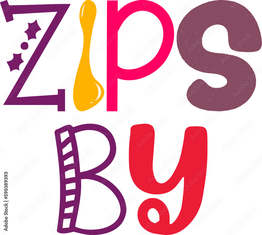 Obraz premium Zips By Calligraphy Illustration for Motion Graphics, Flyer, Bookmark , Stationery