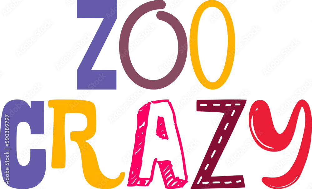 Zoo Crazy Calligraphy Illustration for Mug Design, Decal, Sticker , Social Media Post Zoo Crazy Calligraphy Illustration for Mug Design, Decal, Sticker , Social Media Post